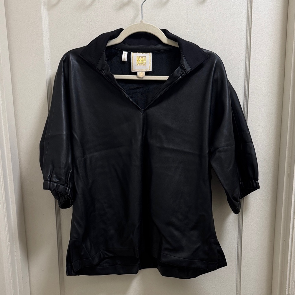 Elegant Black Leather Shirt for Women